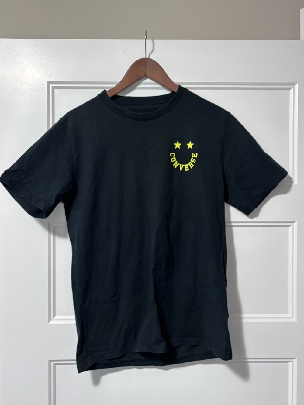 Converse Men's Black T-Shirt with Yellow Logo